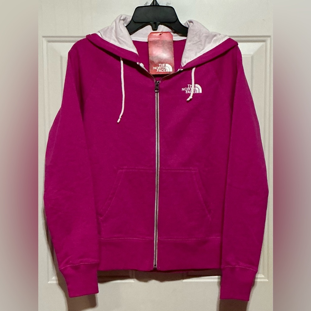 The North Face Magenta and White Hoodie